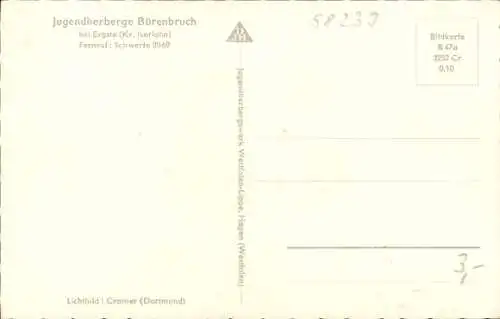 Ak Bürenbruch Ergste Schwerte in Westfalen, Jugendherberge