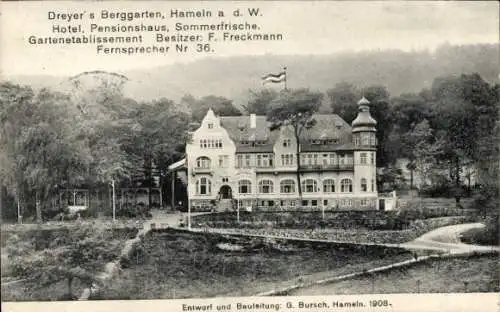 Ak Hameln an der Weser Niedersachsen, Hotel, Pensionshaus, Dreyer's-Berggarten