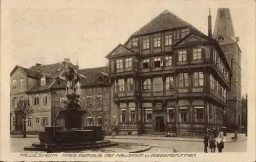 Ak Hildesheim in Niedersachsen, Altes Rathaus der Neustadt, Katzenbrunnen