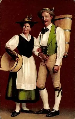 Ak Schweizer Volkstrachten, Winzer, Vaudois, Vignerons