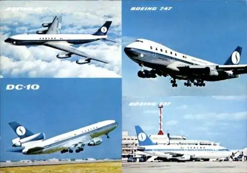 Ak Douglas DC 10, Boeing 747, Boeing 737, Passagierflugzeuge, Belgische Fluggesellschaft Sabena