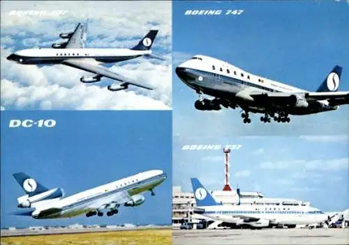 Ak Douglas DC 10, Boeing 747, Boeing 737, Passagierflugzeuge, Belgische Fluggesellschaft Sabena