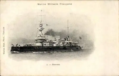 Ak Französisches Kriegsschiff, Brennus, Cuirassé, Marine Militaire Francaise