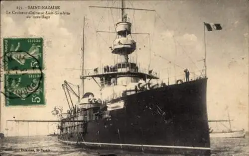 Ak Französisches Kriegsschiff, St Nazaire, Leon Gambetta, Croiseur Cuirasse