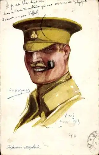 Künstler Ak Dupuis, E., Arras 1915,Frankreichs Alliierte, Britischer Soldat der Infanterie, Portrait