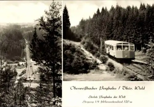 Ak Oberweißbacher Bergbahn, Thüringer Wald, Steigung, Standseilbahn