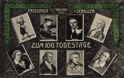 Ak Schriftsteller Friedrich von Schiller, Zum 100. Todestag 1905, Portrait