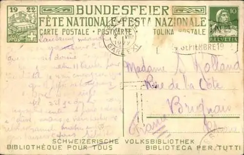 Ganzsachen Künstler Ak Chiesa, Pietro, Vorleser, Junge, Bundesfeier 1922