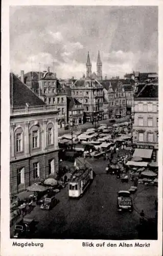 Ak Magdeburg, Blick auf den Alten Markt, Tram