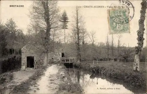 Ak Châtelaudren Plouagat Cotes d'Amor, Vieux Moulin sur la riviere