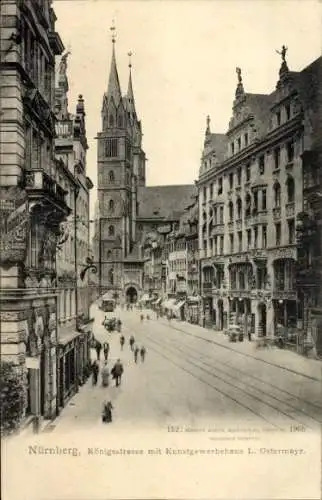 Ak Nürnberg in Mittelfranken, Königstraße, Kunstgewerbehaus L. Ostermayr, Türme