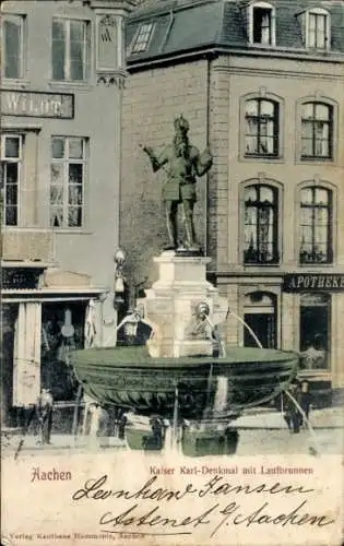 Ak Aachen, Kaiser Karl-Denkmal, Laufbrunnen