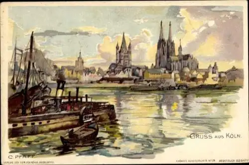 Künstler Litho Pfaff, C., Köln am Rhein, Ortsansicht