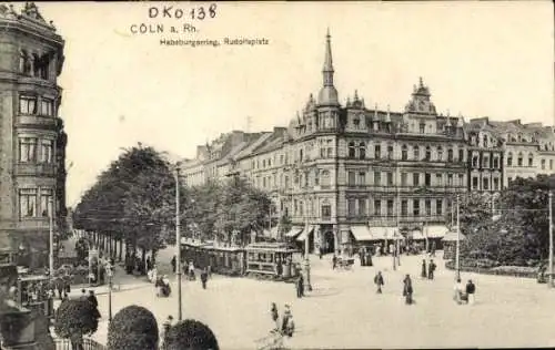 Ak Köln am Rhein, Habsburgerring, Rudolfsplatz, Straßenbahn