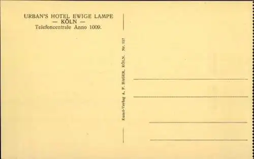 Ak Köln am Rhein, Urbans Hotel Ewige Lampe, Innenansicht, Lesezimmer