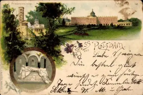 Litho Potsdam, Friedenskirche, Neues Palais, Mausoleum Kaiser Friedrich III