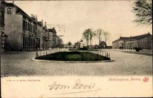 Ak Breda Nordbrabant Niederlande, Stationsplein