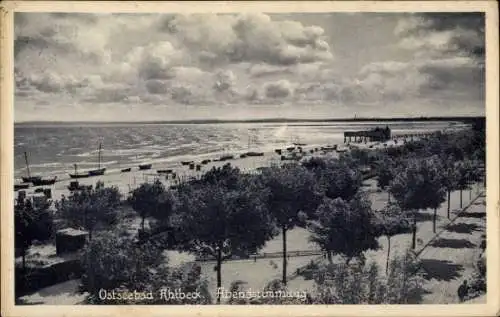 Ak Ostseebad Ahlbeck auf Usedom, Abendstimmung am Strand