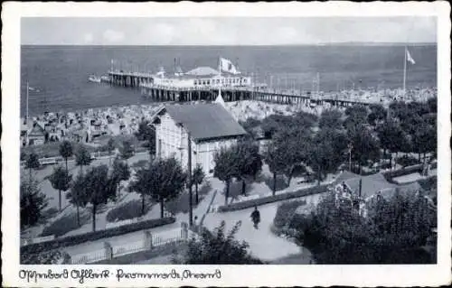 Ak Ostseebad Ahlbeck auf Usedom, Promenade, Strand, Seebrücke