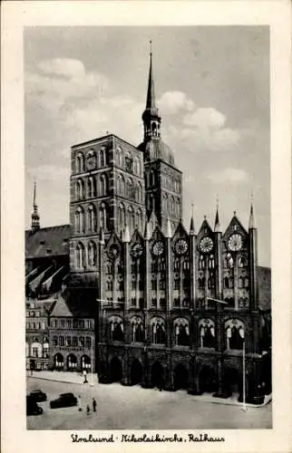 Ak Stralsund in Vorpommern, Nikolaikirche, Rathaus