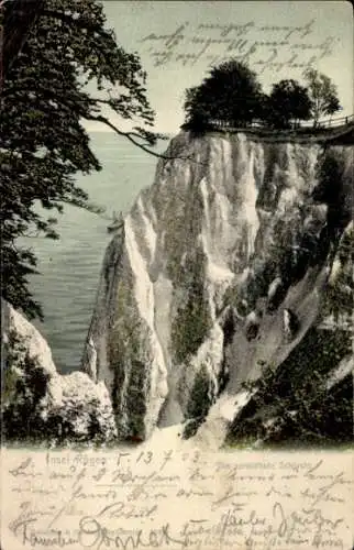 Ak Sassnitz auf Rügen, Zerklüftete Schlucht, Kreidefelsen