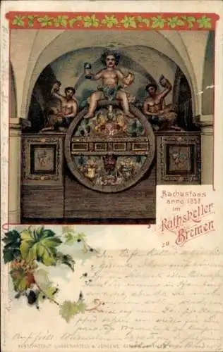 Ak Hansestadt Bremen, Ratskeller, Bacchusfass anno 1853