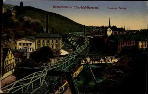 Ak Elberfeld Wuppertal, Schwebebahn, Haspeler Brücke