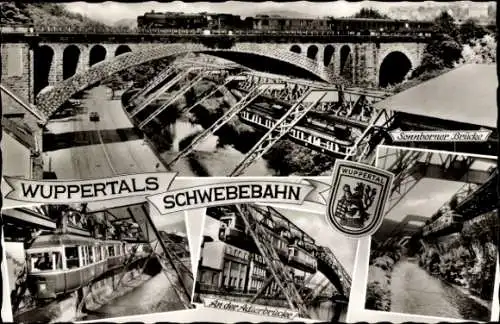 Ak Wuppertal, Schwebebahn, Wappen, Adlerbrücke, Sonnborner Brücke