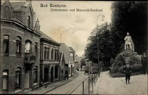 Ak Bad Bentheim in Niedersachsen, Unterstraße, Bismarck-Denkmal