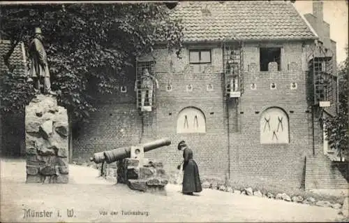 Ak Münster in Westfalen, Vor der Tuckesburg, Kanone