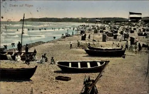 Ak Ostseebad Baabe auf Rügen, Strand, Fahne