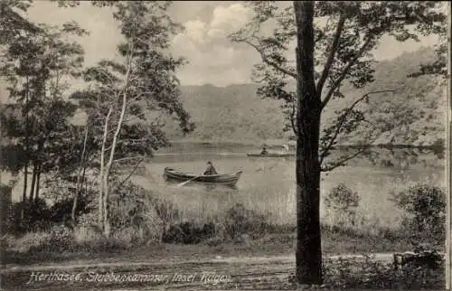 Ak Stubbenkammer Sassnitz auf Rügen, Herthasee, Ruderboot