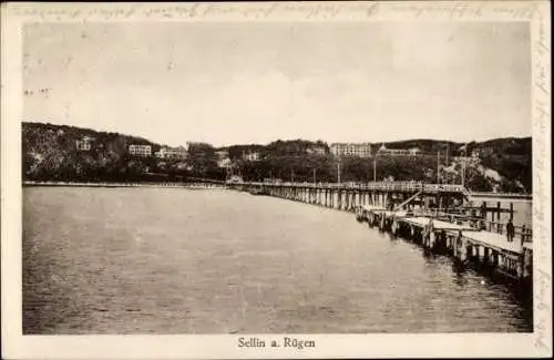 Ak Ostseebad Sellin auf Rügen, Teilansicht, Seebrücke