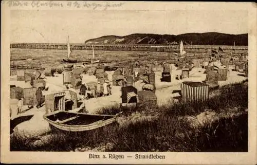 Ak Seebad Binz auf Rügen, Strandleben