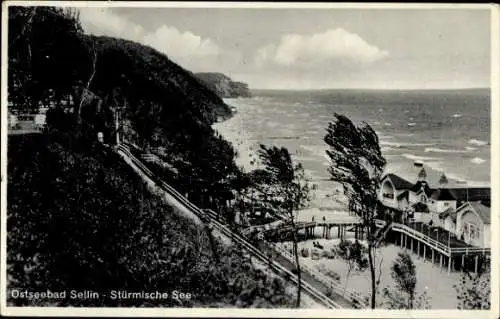 Ak Ostseebad Sellin auf Rügen, Stürmische See