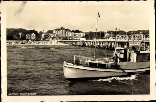 Ak Ostseebad Heringsdorf auf Usedom, Seebrücke, Schiff