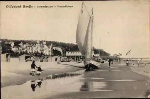 Ak Ostseebad Bansin auf Usedom, Strandvillen, Strandleben