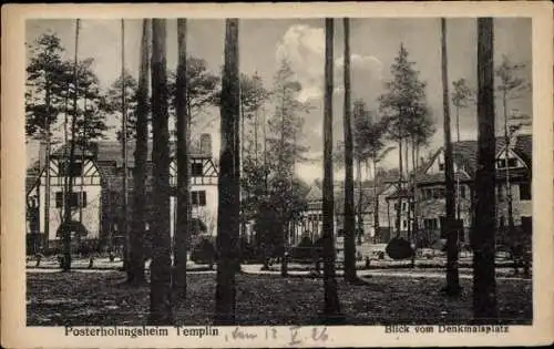 Ak Templin in der Uckermark, Posterholungsheim, Blick vom Denkmalsplatz