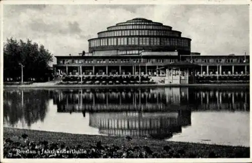 Ak Wrocław Breslau Schlesien, Ansicht der Jahrhunderthalle, Hala Stulecia