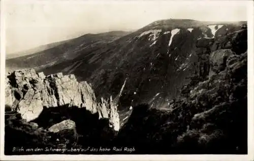 Ak Szklarska Poręba Schreiberhau Riesengebirge Schlesien, Blick von den Schneegruben, Hohe Rad