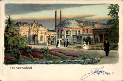 Litho Františkovy Lázně Franzensbad Reg. Karlsbad, Park, Kurhaus