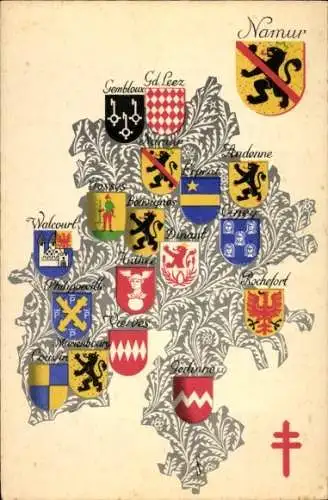 Ak Namur Wallonien, Wappen der Provinzen