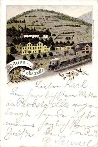 Litho Probstzella in Thüringen, Panorama, Eisenbahn