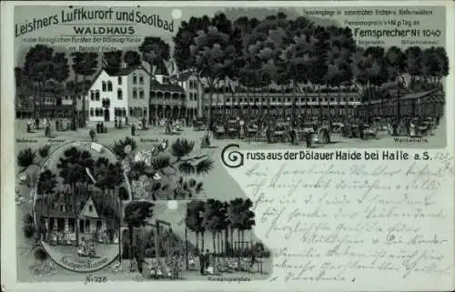 Mondschein Litho Dölau Halle an der Saale, Waldhaus bei Nacht, Knusperhäuschen