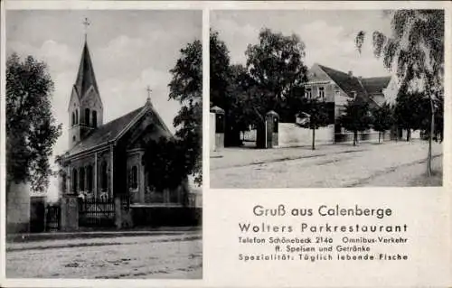 Ak Calenberge Magdeburg in Sachsen Anhalt, Kirche, Wolters Parkrestaurant