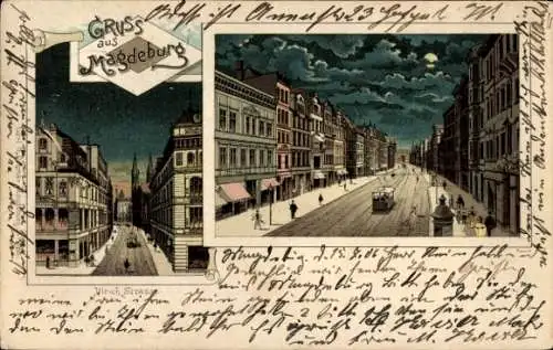 Mondschein Litho Magdeburg, Ulrichstraße, Der Breite Weg