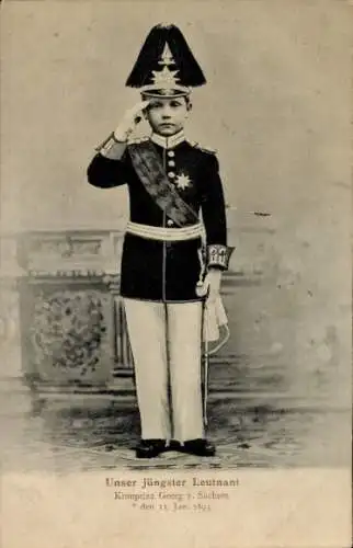 Ak Unser jüngster Leutnant, Kronprinz Georg von Sachsen