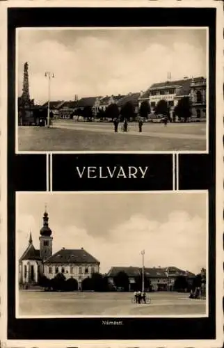 Ak Velvary Welwarn Mittelböhmen, Marktplatz, Kirche