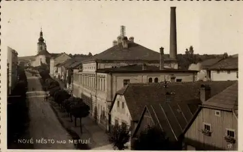 Ak Nové Město nad Metují Neustadt an der Mettau Reg. Königgrätz, Straßenpartie