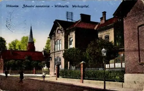 Ak Vítkovice Witkowitz Region Reichenberg, Werksspital